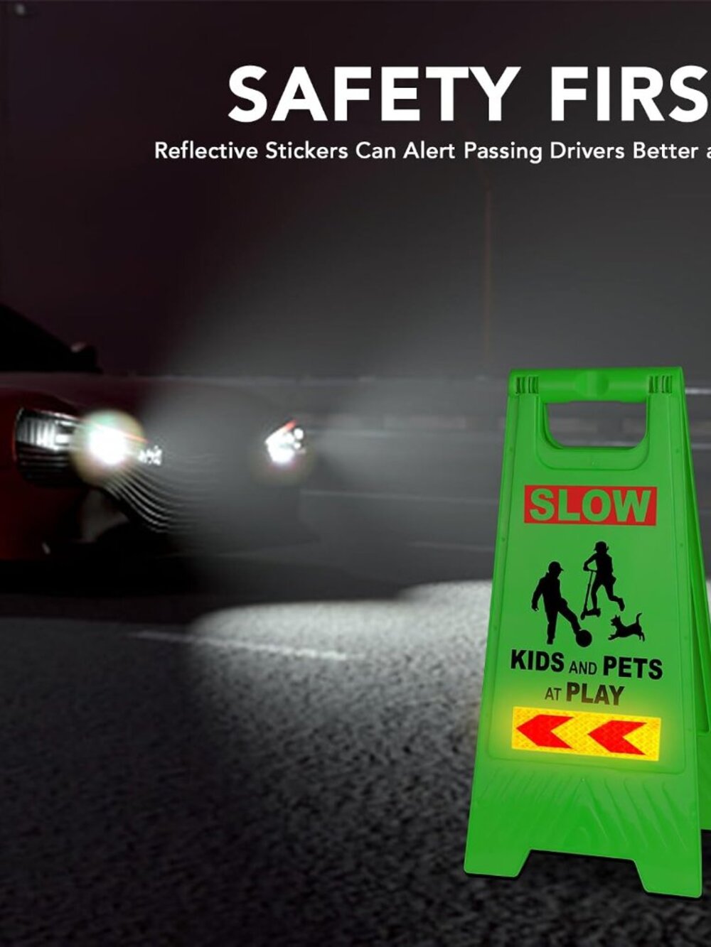 XPCARE 24" Children at Play Street Signs 4-Pack – Green – Reflective Safety Sign